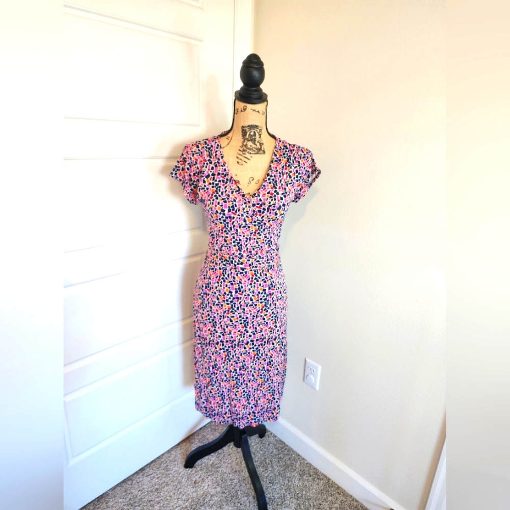 Banana Republic Geomtric Mosaic Tie Midi Dress size Small